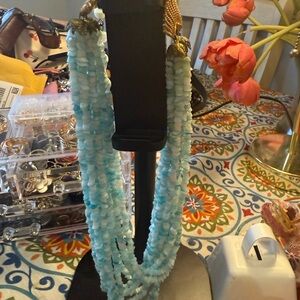 Vintage Aquamarine Beaded Necklace